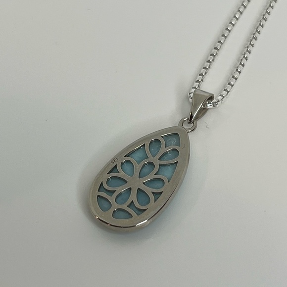 Sterling Silver Natural Larimar Pear Shaped - Picture 8 of 16